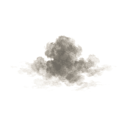 Sumi-e ink brushwork of a single gray cloud with lighter strokes around it, alone in empty space